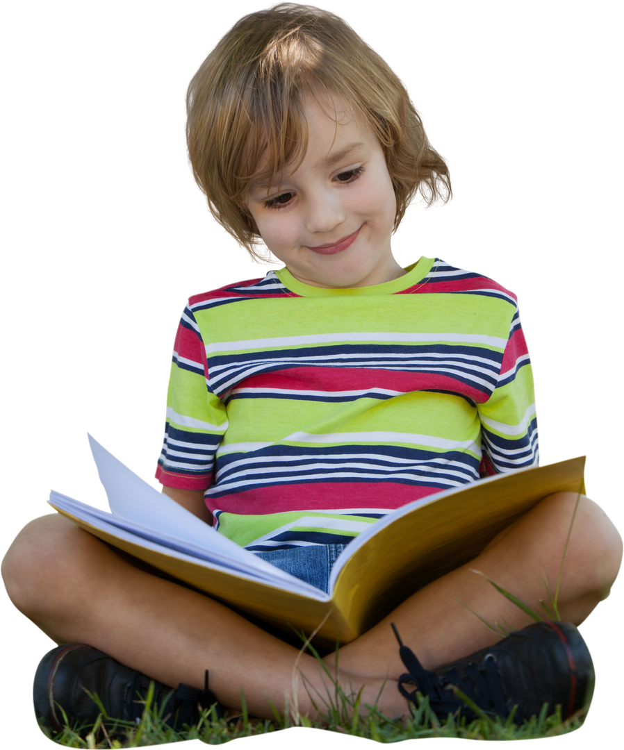 Transparent Boy Reading Book Outdoors on Sunny Day - Download Free Stock Images Pikwizard.com