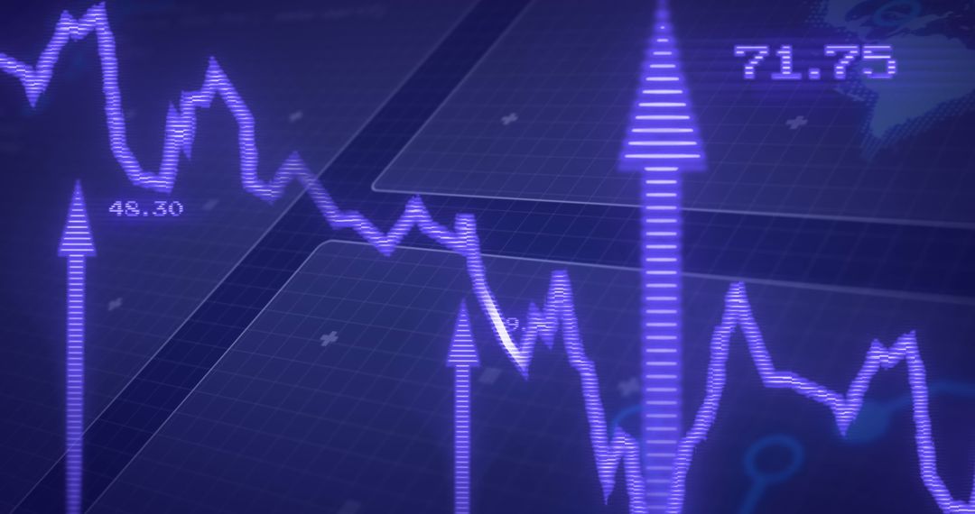 Futuristic Digital Graph with Arrows and Data Interface