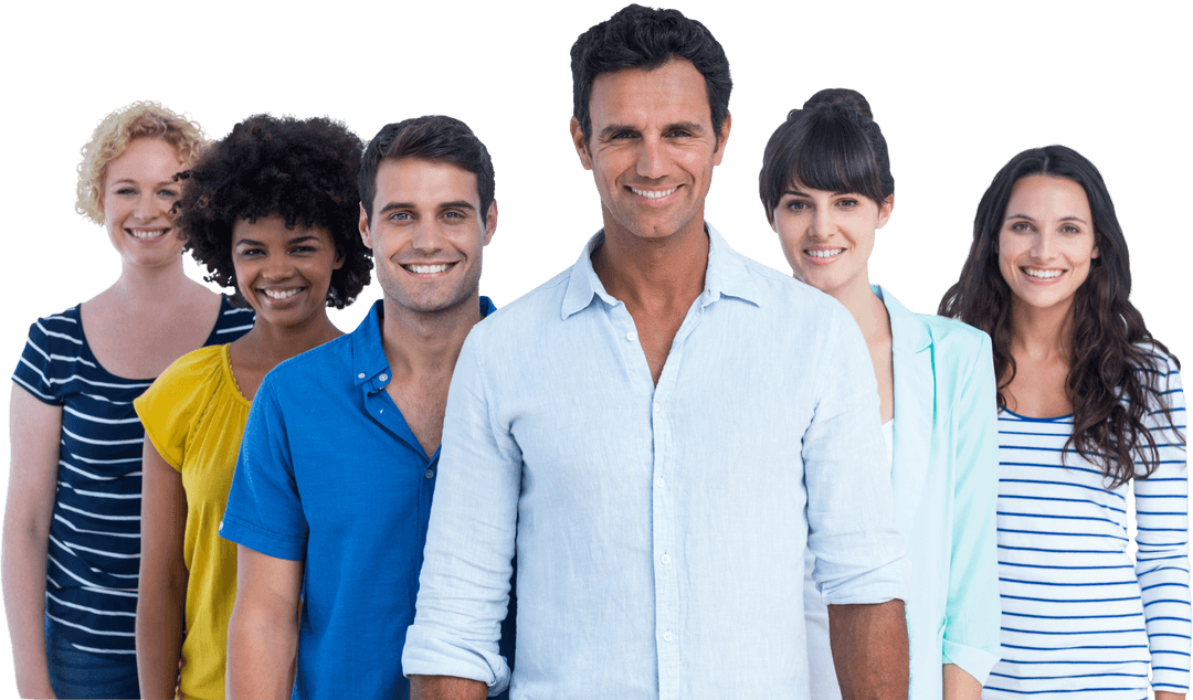 Diverse Creative Team Cohesively Smiling against Transparent Background