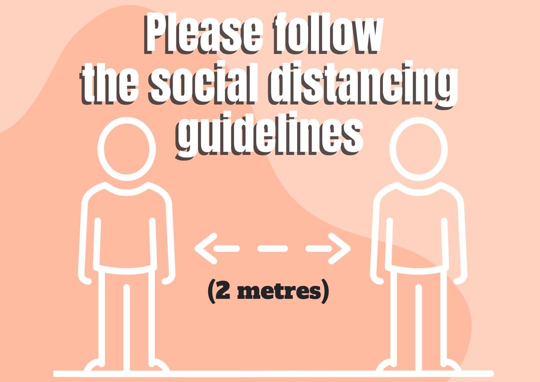 Social Distancing Guideline Illustration on Pink Background
