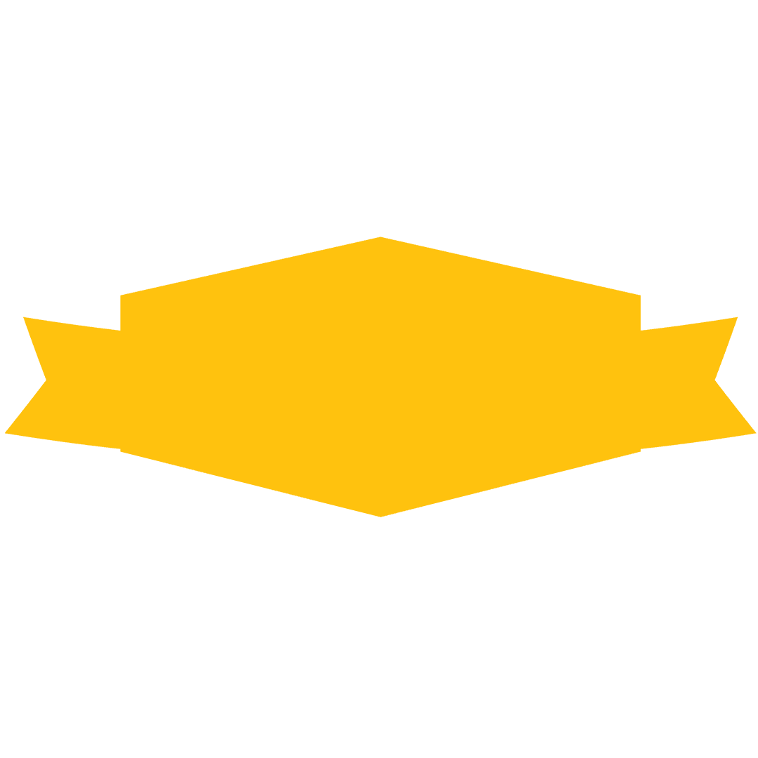 Blank Yellow Badge with Ribbons on Transparent Background