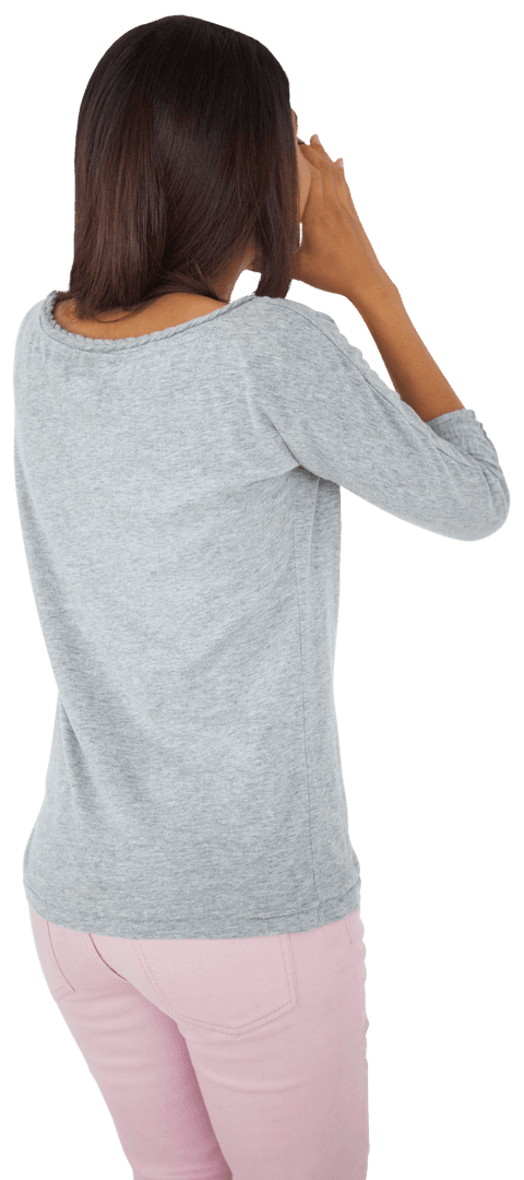 Back View of Woman Shouting Transparent Background