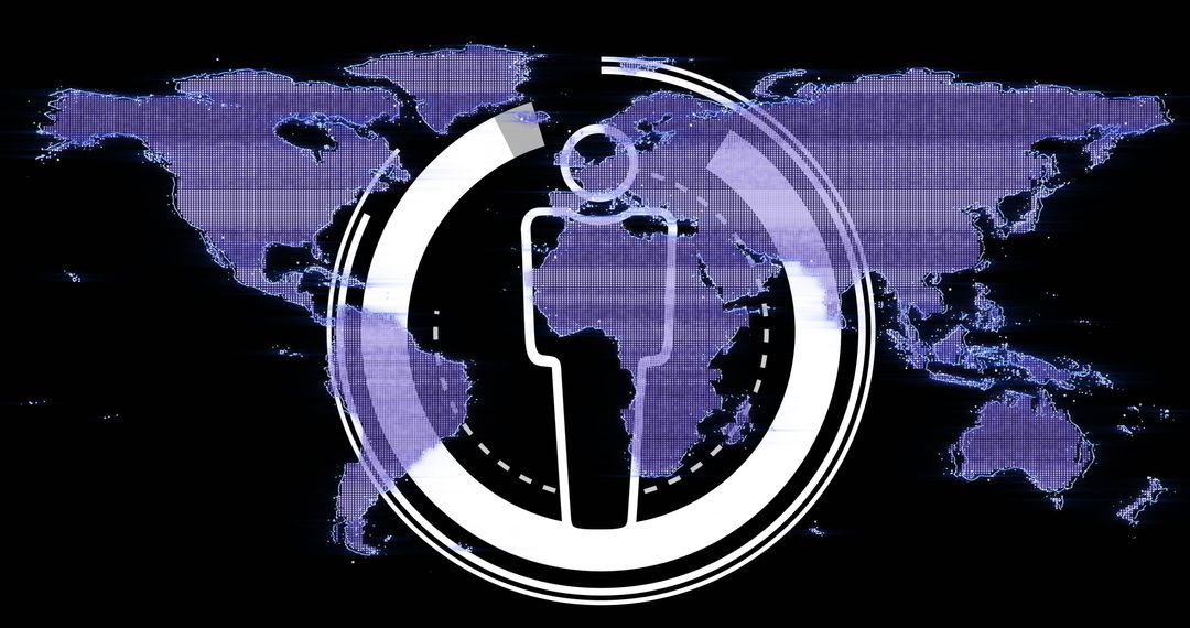 Futuristic Media Icon With World Map Interaction