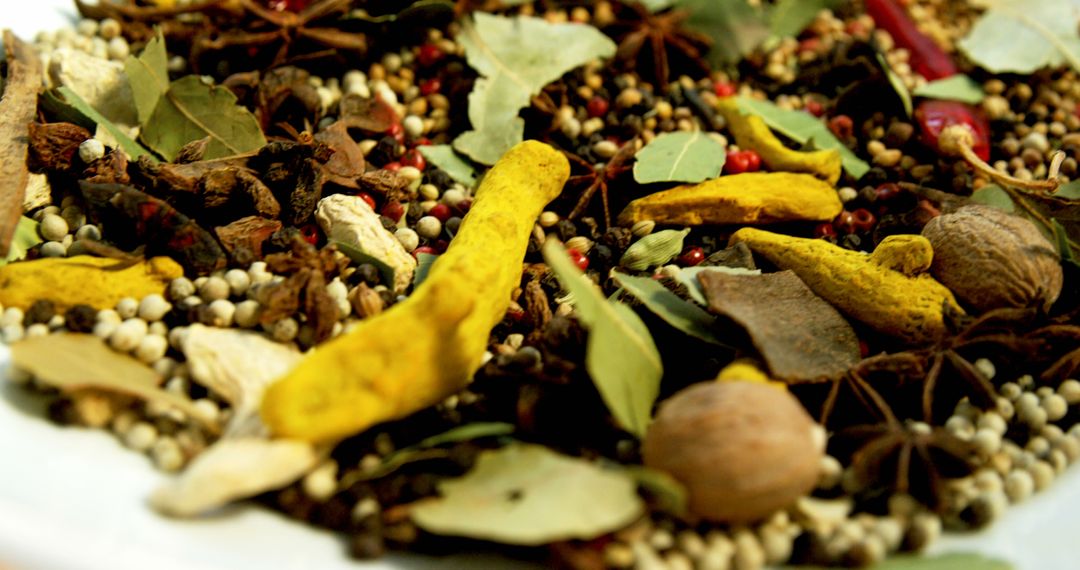 Close-up of Various Spices and Herbs on White Background - Free Images, Stock Photos and Pictures on Pikwizard.com