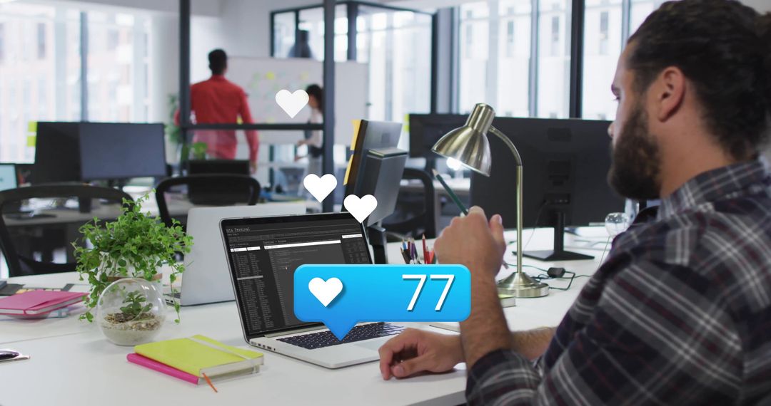 Businessman Engages in Digital Interaction in Modern Workspace