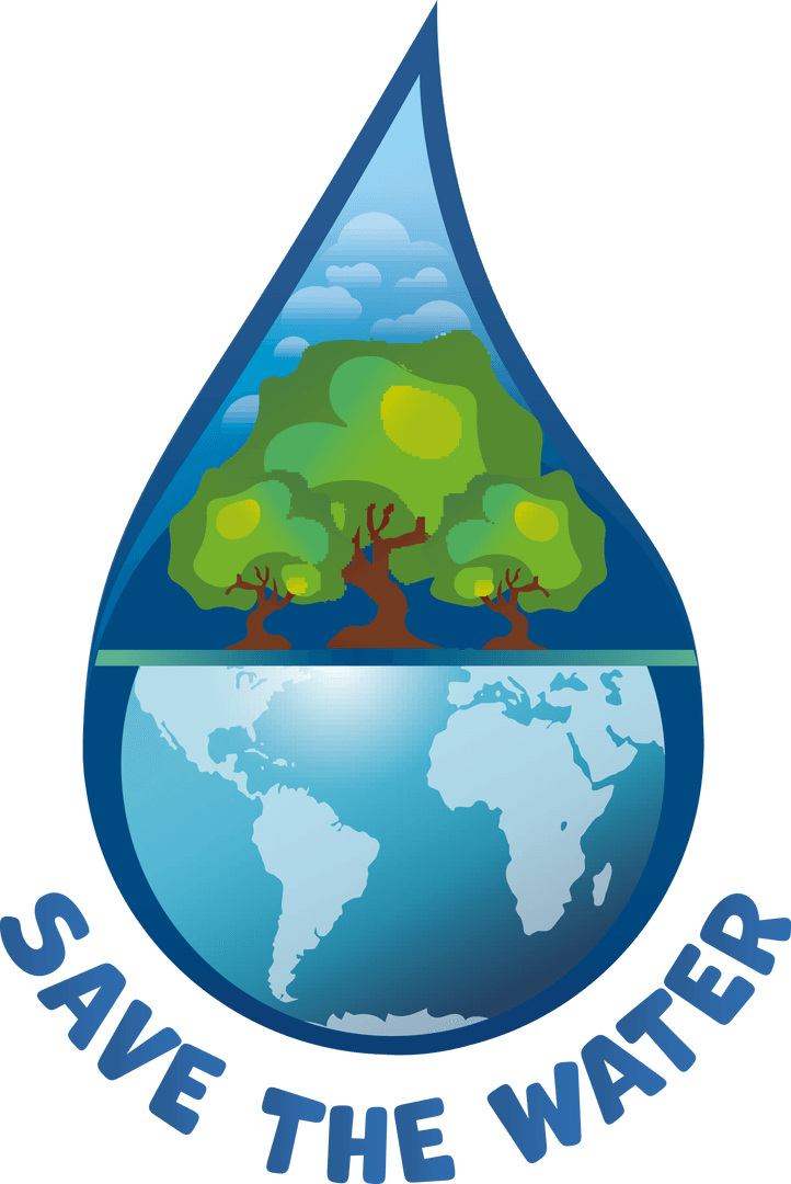 Ecology Protection Vector with Earth Inside Water Drop on Transparent Background