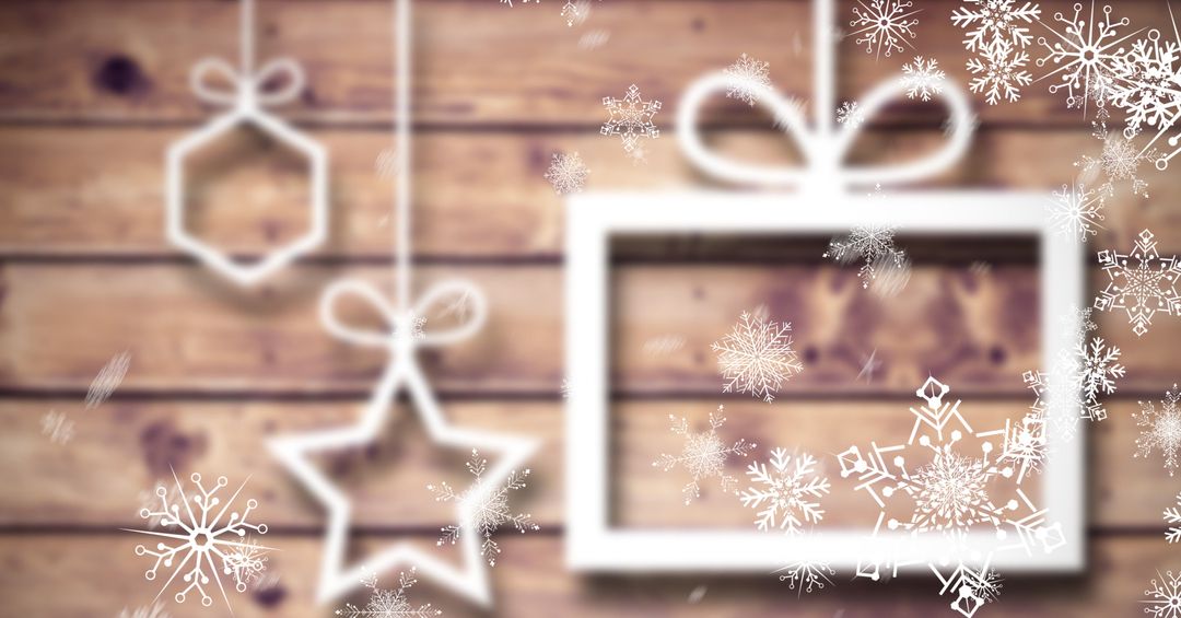 Cozy Rustic Christmas with Snowflakes and Hanging Ornaments