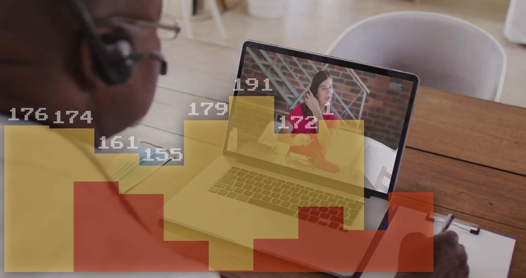 Business Professional in Virtual Meeting Analyzing Data Analytics