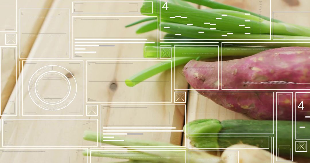 Fresh Produce with Digital Interface Symbolizing Food Technology