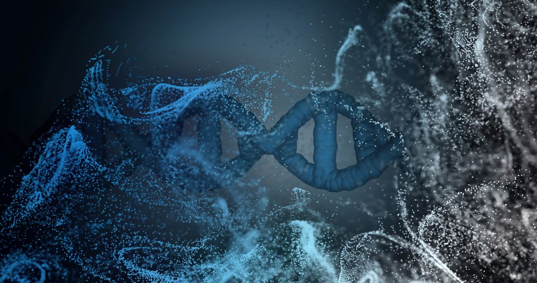 Abstract DNA Strand Surrounded by Dynamic Molecular Particles