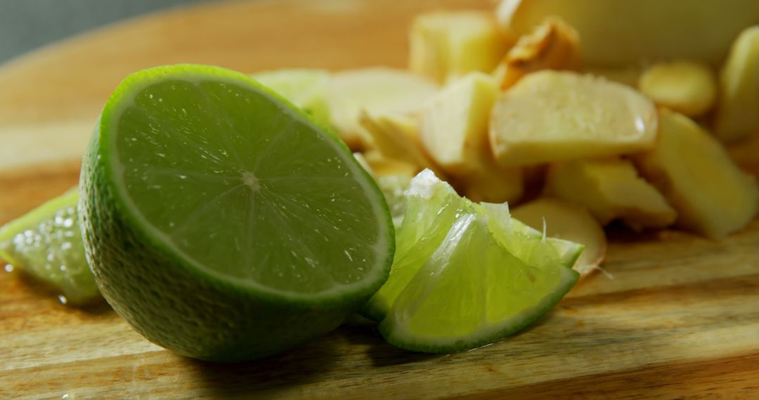 Fresh Lime and Ginger on Wooden Cutting Board - Free Images, Stock Photos and Pictures on Pikwizard.com