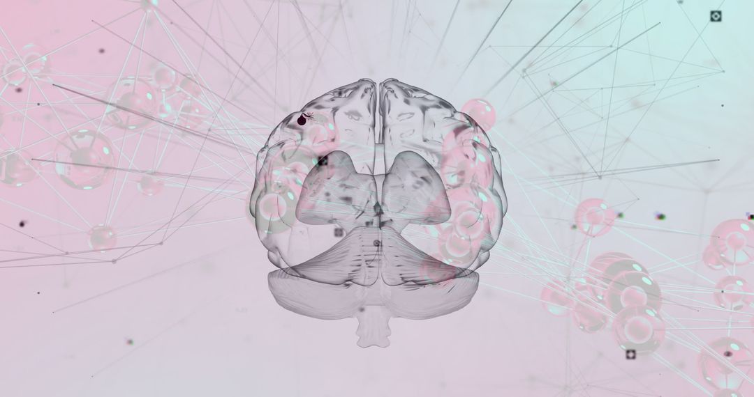 Digital Brain with Network Connections on Blue Background