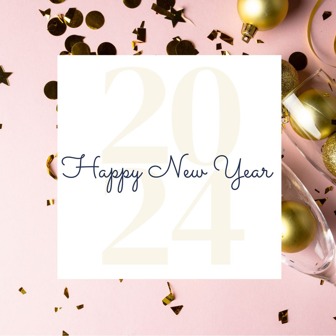 Elegant New Year Celebration with Champagne and Baubles 2024