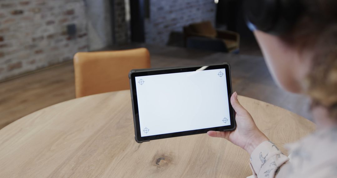 Person Holding Tablet with Blank Screen in Modern Office - Free Images, Stock Photos and Pictures on Pikwizard.com