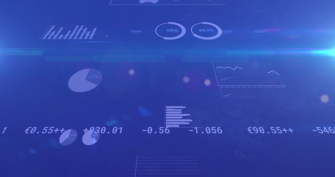 Digital Financial Data Interface on Blue Background