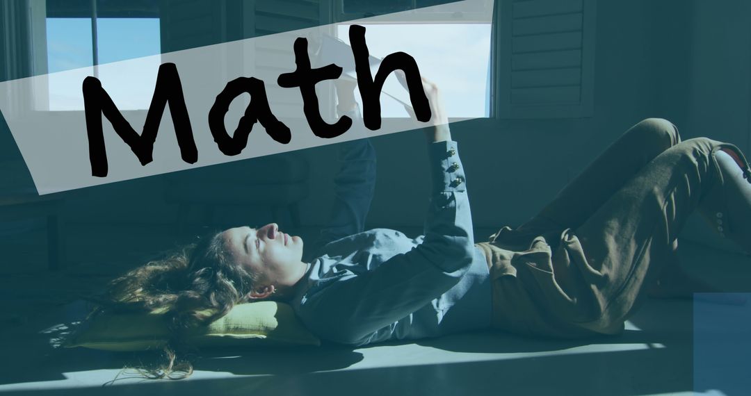 Woman Learning Math with Tablet at Home