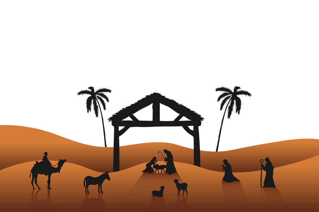 Nativity Scene Transparent Vector Illustration Christmas Background