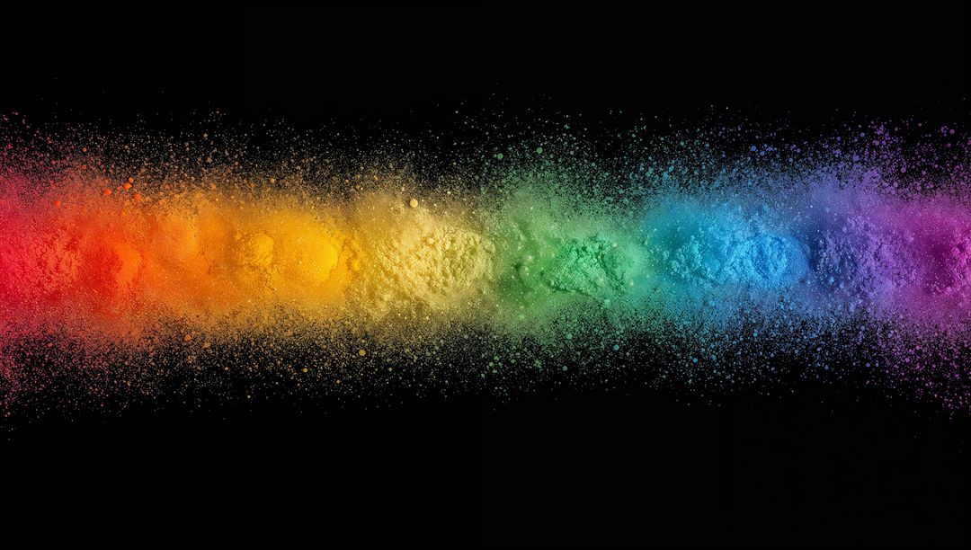 Vibrant Spectrum of Colored Pigment Powder Exploding Horizontally