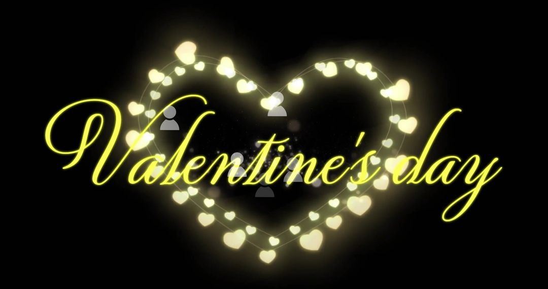 Glowing Valentine's Day Text with Heart Shapes Illuminate Romance