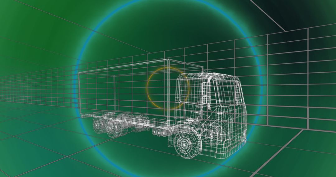 Cyber Truck Digital Interface Concept with Neon Circles on Green Background - Free Images, Stock Photos and Pictures on Pikwizard.com