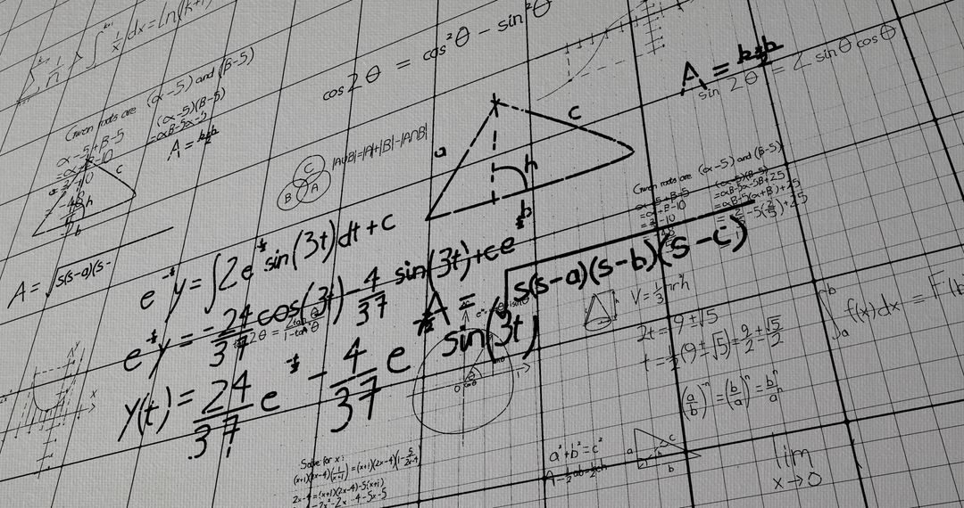 Abstract Mathematical Equations on Grid Background
