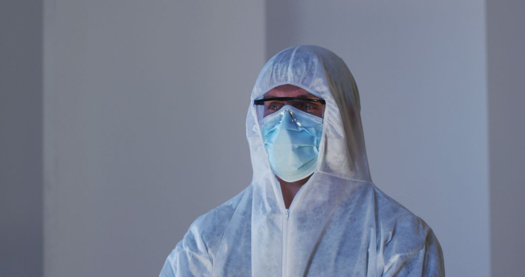 Health Worker in Protective Suit Wearing Mask and Goggles - Free Images, Stock Photos and Pictures on Pikwizard.com