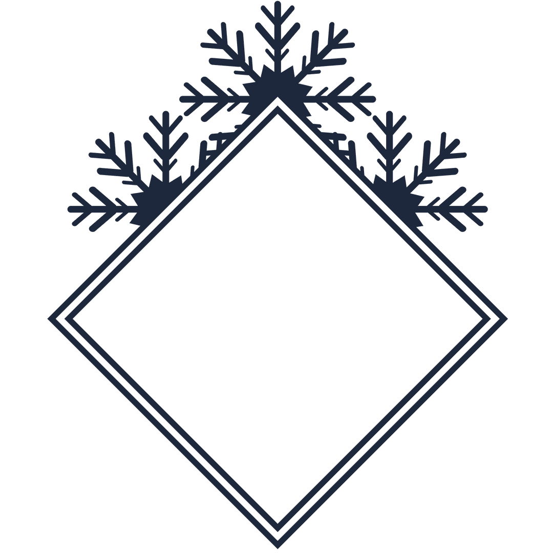 Diamond Frame with Snowflakes on Transparent Background