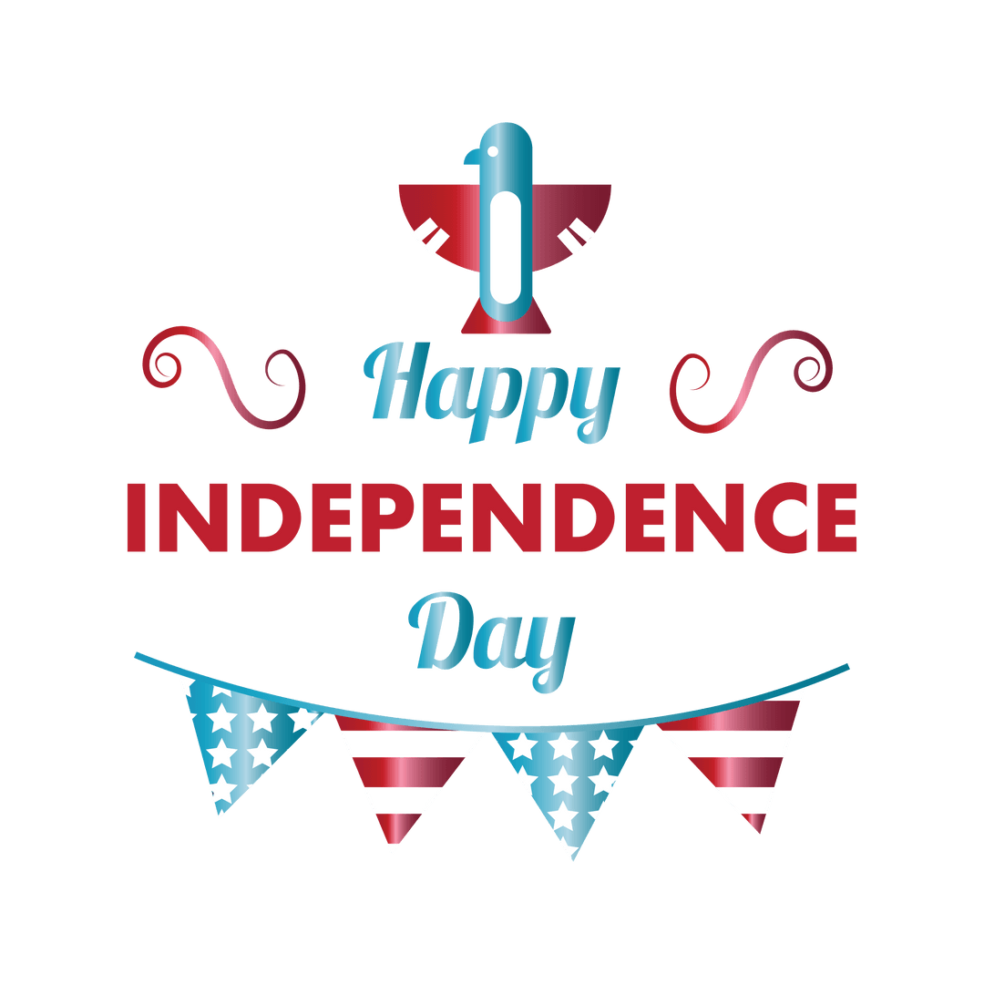 Happy Independence Day Decoration on Transparent Background