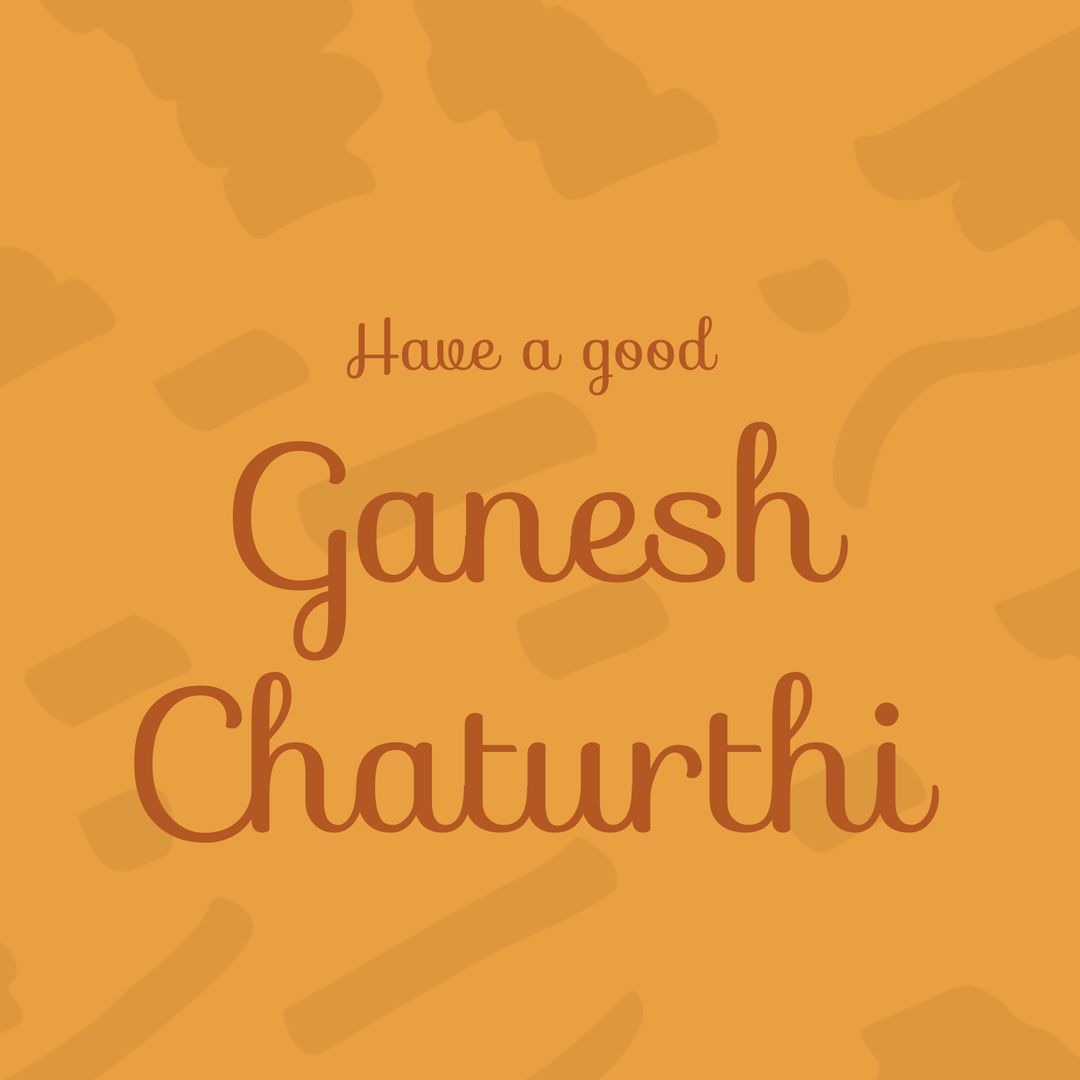 Ganesh Chaturthi Greetings with Festive Doodles on Brown Background