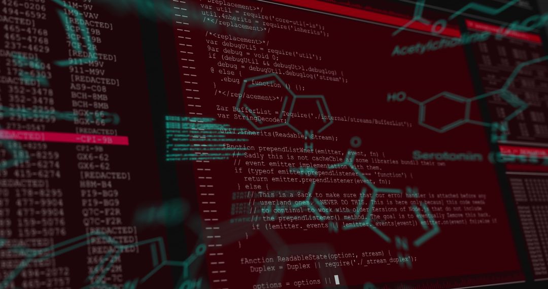 Digital Data Processing with Futuristic Graphics on Screens