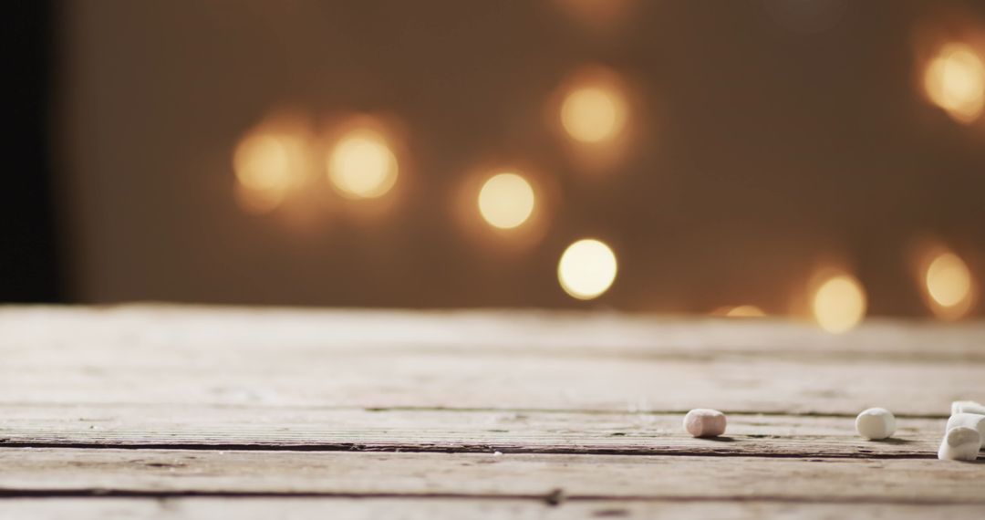 Empty Wooden Table with Warm Festive Bokeh Background - Free Images, Stock Photos and Pictures on Pikwizard.com