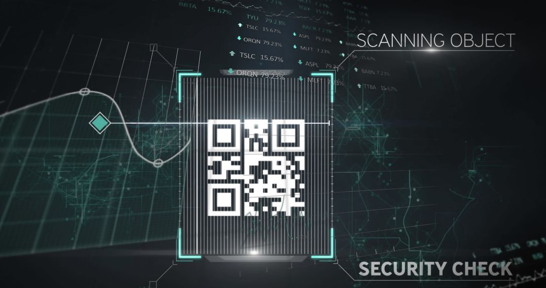 Futuristic QR Code Scan with Digital Security Overlay