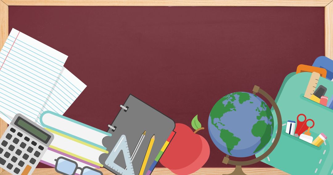 School Supplies Framing Blackboard Concept for Education