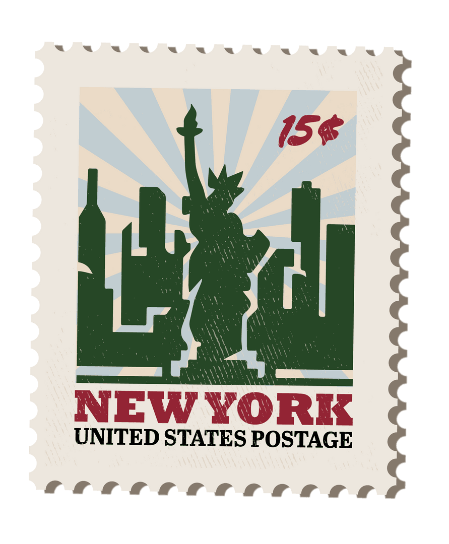 Vintage New York Stamp Silhouette with Transparent Background