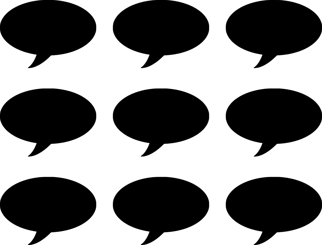 Black Speech Bubbles Pattern on Transparent Background
