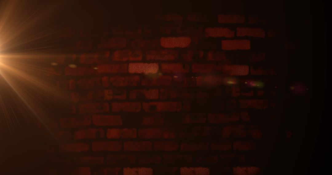 Illuminated Brick Wall with Dramatic Light Flare