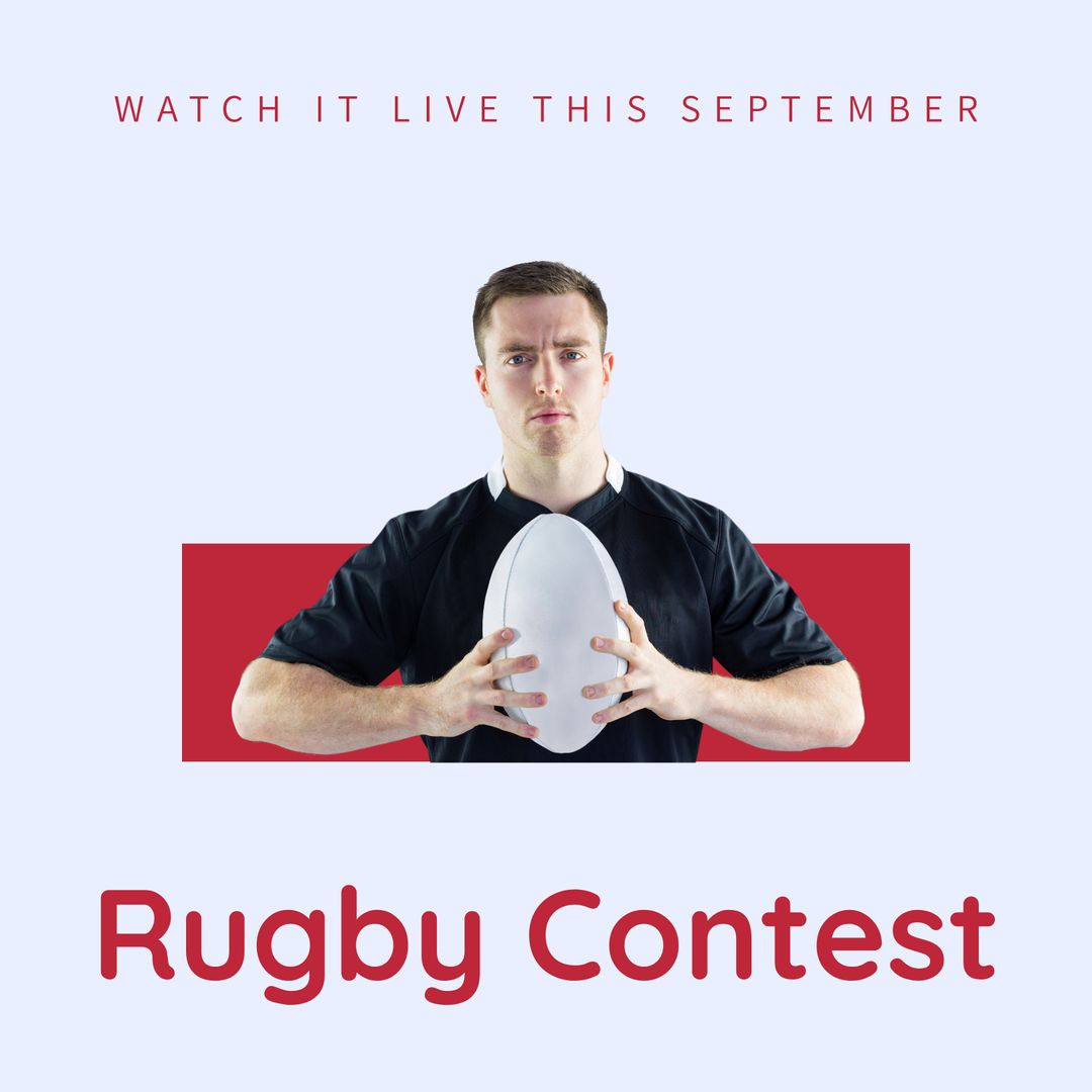 Male Rugby Player Promoting Live Contest in September - Download Free Stock Templates Pikwizard.com