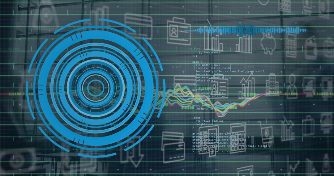 Digital Interface with Round Scanner and Data Processing Visualization
