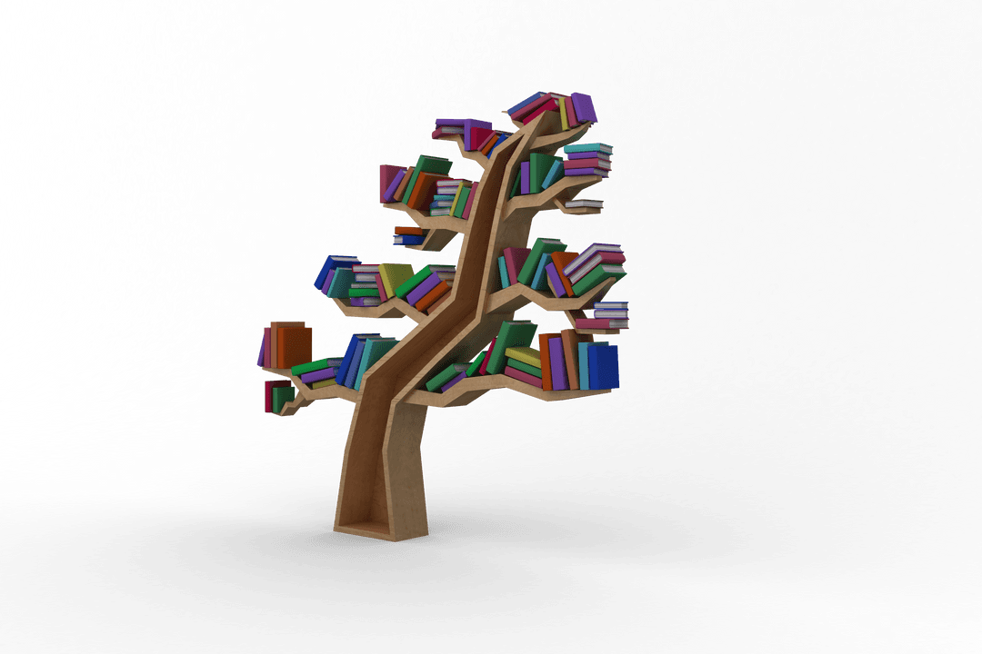 transparent bookcase tree with colorful books symbolizing learning - Download Free Stock Images Pikwizard.com