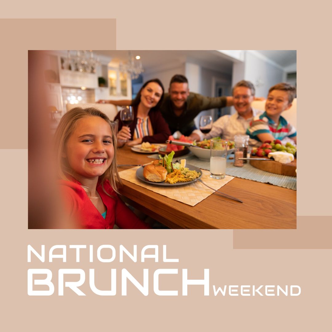 Family Enjoying National Brunch Weekend Together at Home