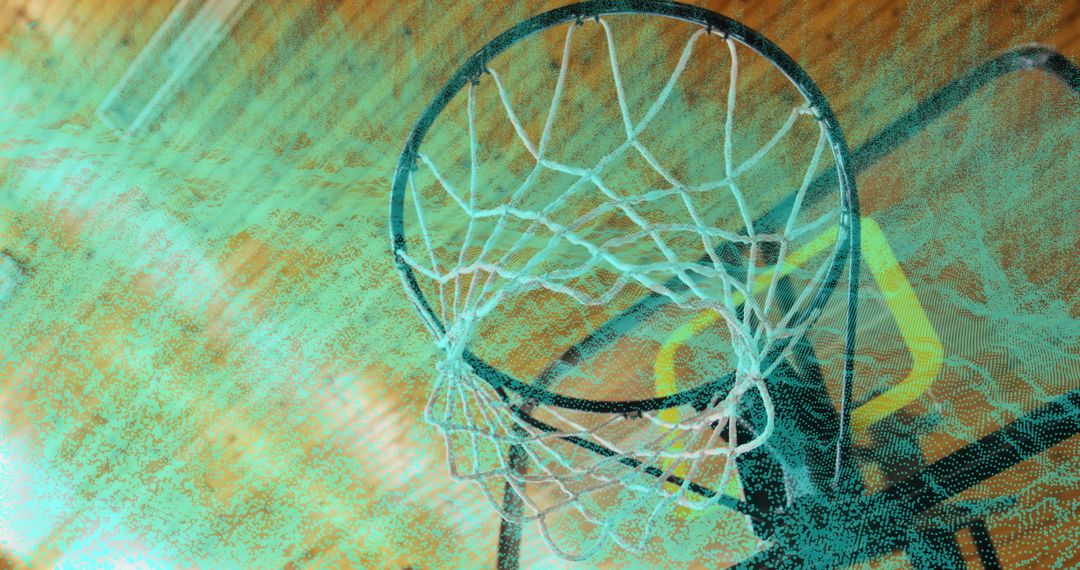 Dynamic Basketball Hoop with Abstract Digital Art Background
