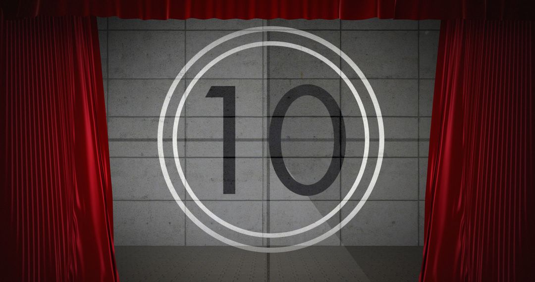 Animated Countdown on Vintage Theatre Screen with Red Curtains - Free Images, Stock Photos and Pictures on Pikwizard.com