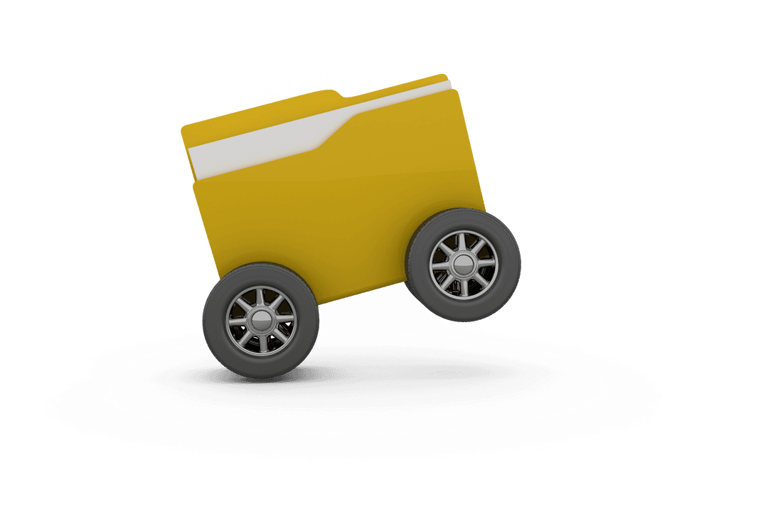 Innovative Yellow Folder with Wheels Transparent Background