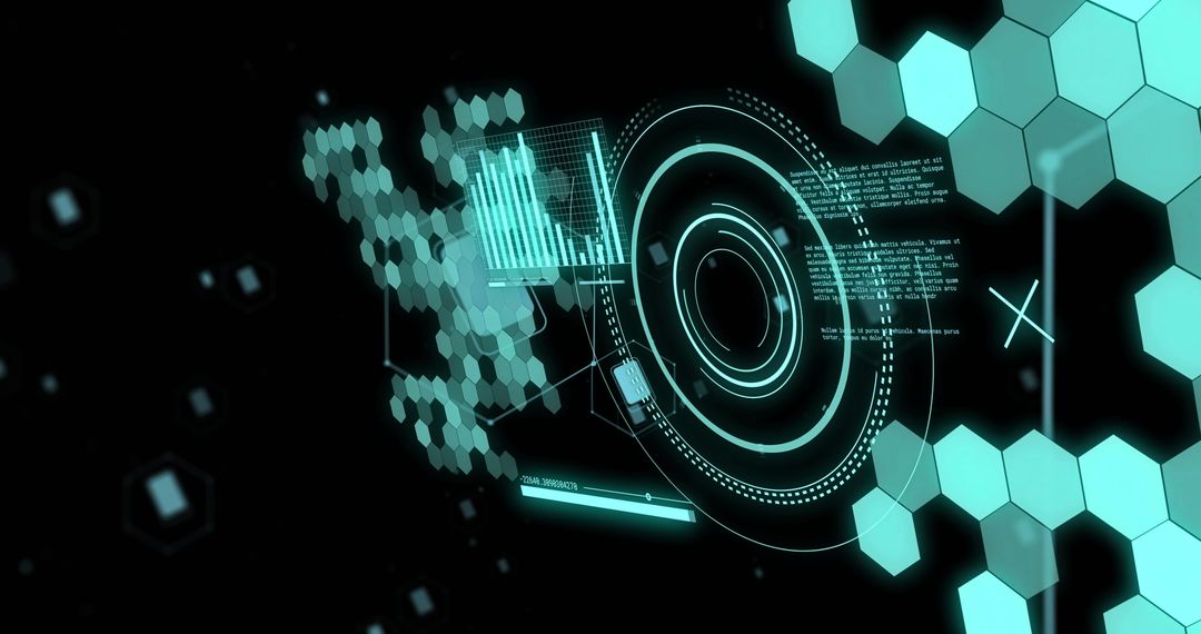 Futuristic Data Interface with Scientific Analysis on Black Background