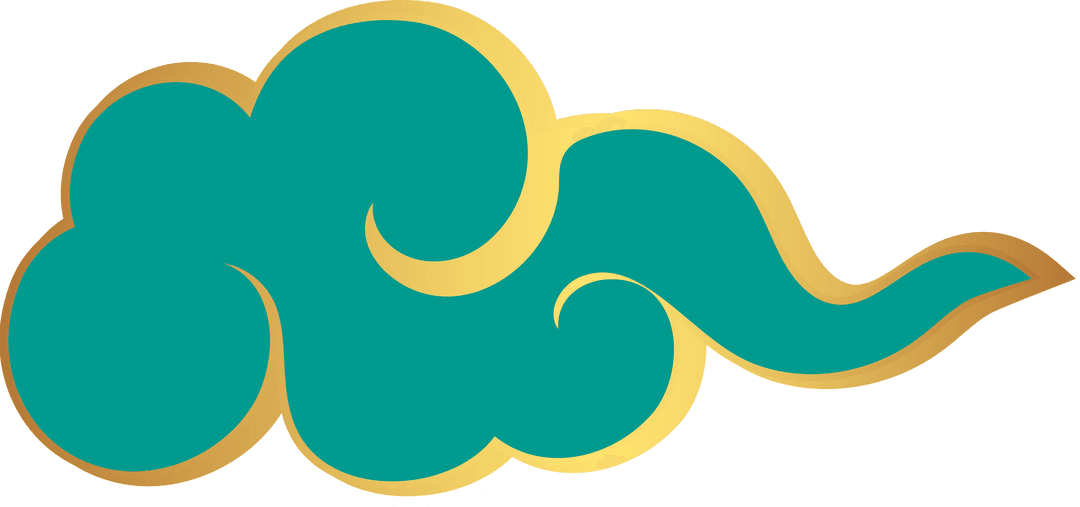 Decorative Cloud Design with Vibrant Colors and Gold Outline