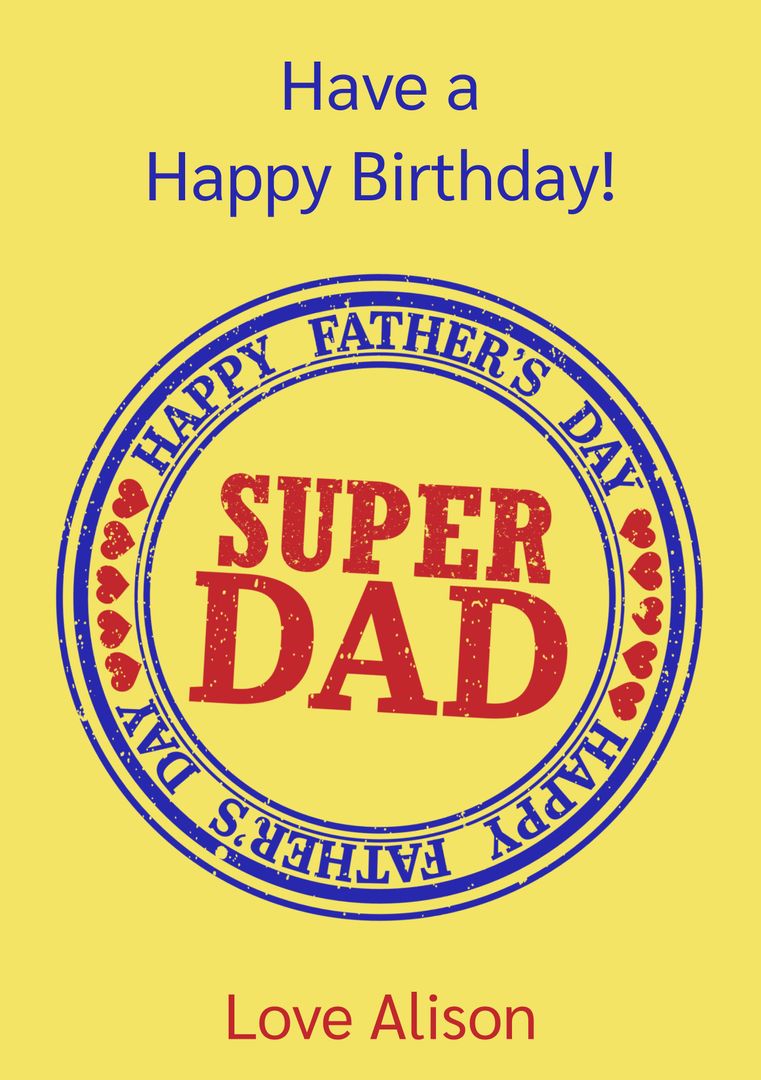 Colorful Super Dad Stamp for Father's Day and Birthday Cards - Download Free Stock Templates Pikwizard.com