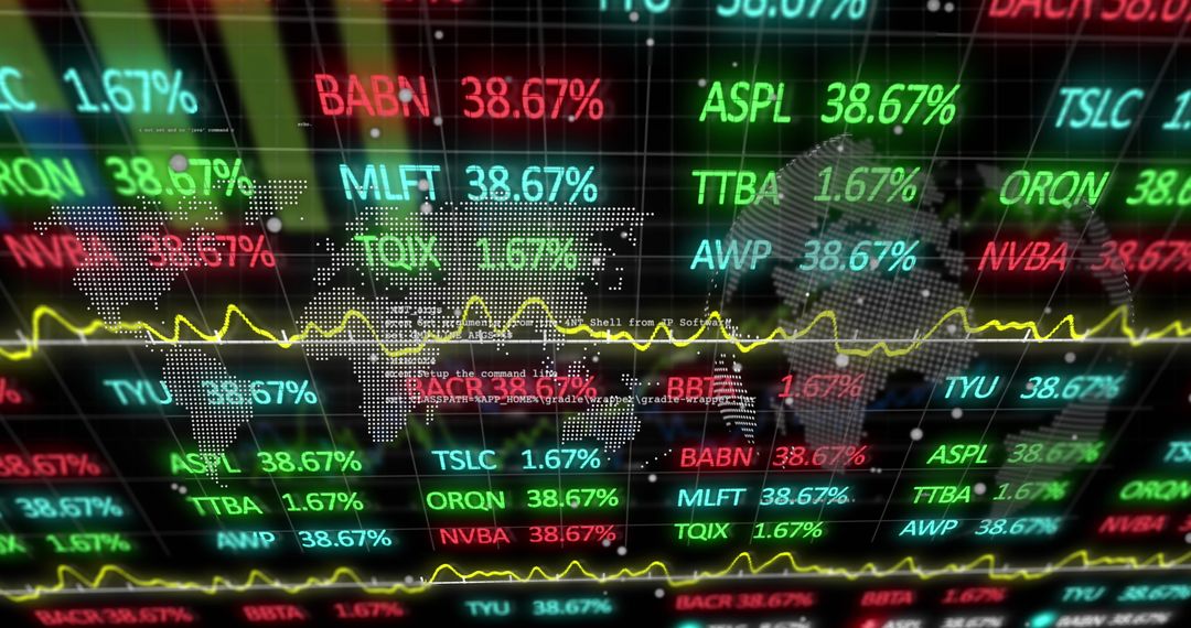 Global Business Interface with Stock Market Data Overlay