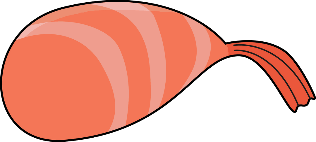 Cartoon Shrimp Tail Illustration on Transparent Background