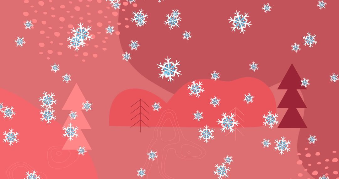 Festive Winter Background with Falling Snowflakes on Red
