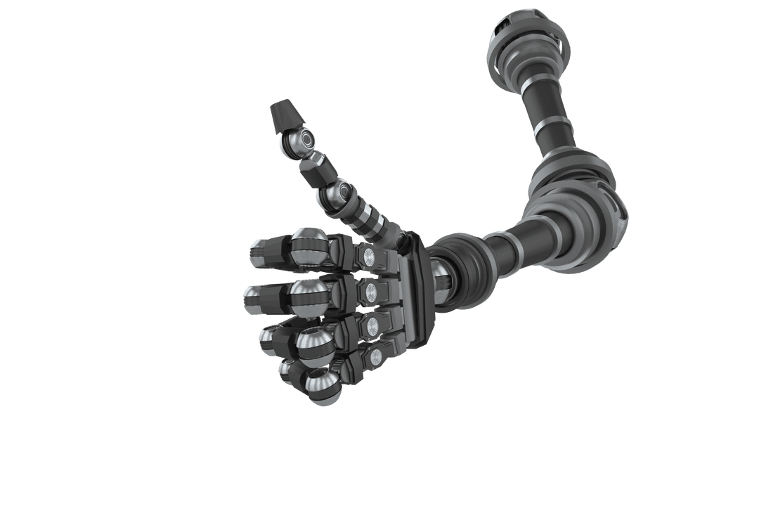 Futuristic Robotic Hand Giving Thumbs Up on Transparent Background